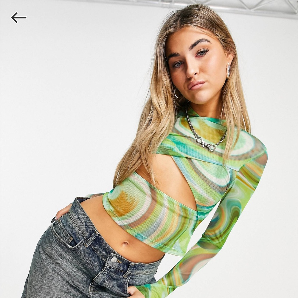 ASOS Green Mesh Top - Picture 2 of 4